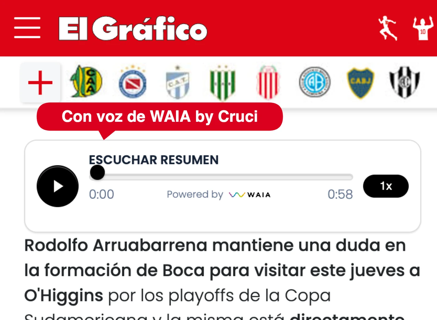 Nota de El Gráfico narrada con la voz clonada de uno de sus periodistas