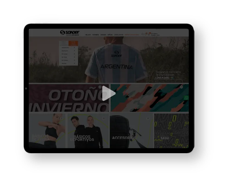 Plataforma de e-commerce de Sonder en tablet